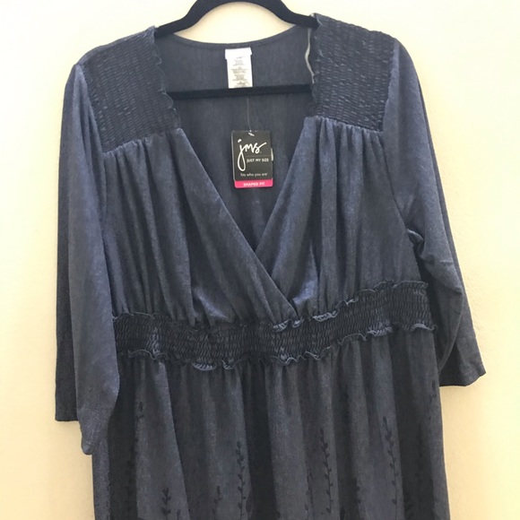 Just My Size JMS Smocked Dress Navy size 18/20 - Picture 3 of 14